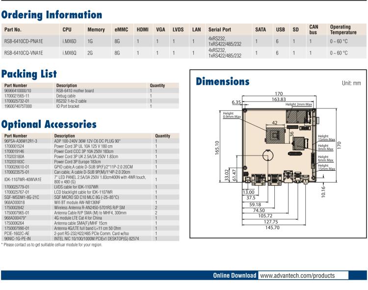 研華RSB-6410 基于NXP ARM Cortex-A9 i.MX6 Dual/Quad 的Mini-ITX工業(yè)主板， 支持Linux Yocto/Android
